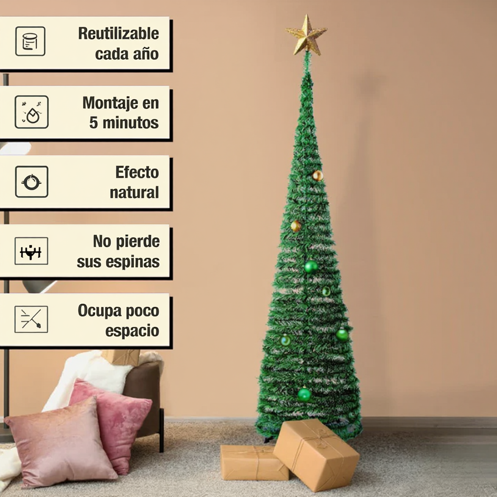 Árbol Navideño con 200 luces GRATIS ✨ Montaje en 2 minutos — Sin estrés