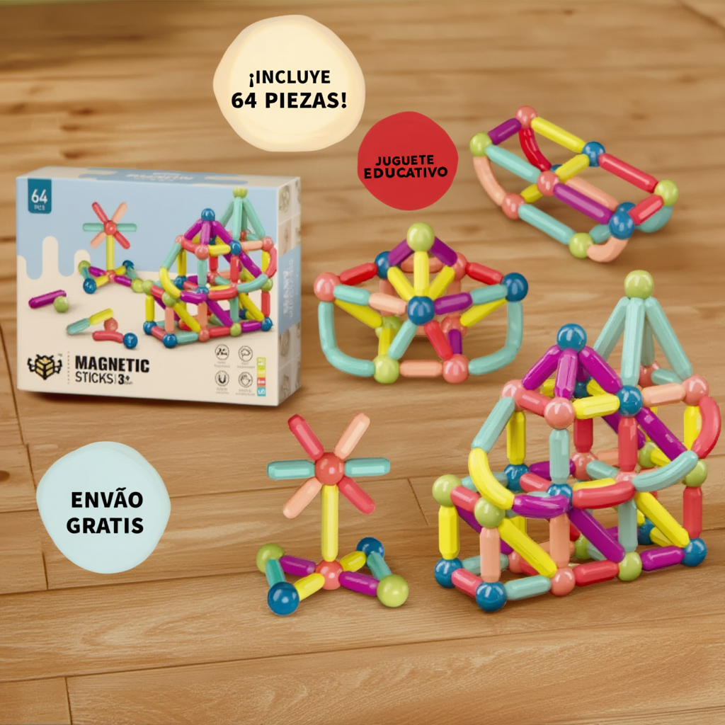 🚀🧠 Juego Magnético Educativo 64 Piezas – Inteligencia, Creatividad y Diversión + 🚚 Envío GRATIS