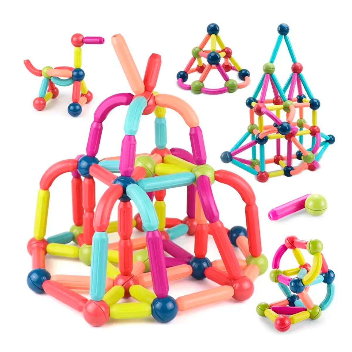 🚀🧠 Juego Magnético Educativo 64 Piezas – Inteligencia, Creatividad y Diversión + 🚚 Envío GRATIS