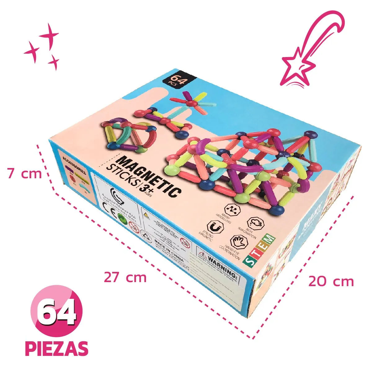 🚀🧠 Juego Magnético Educativo 64 Piezas – Inteligencia, Creatividad y Diversión + 🚚 Envío GRATIS